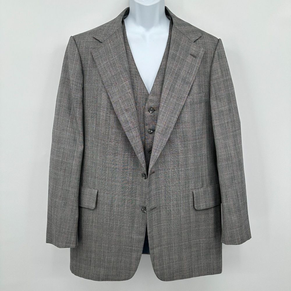 Vintage 70s Neiman Marcus Blazer Vest Mens Size 46 Extra Long Glenurquhart Check